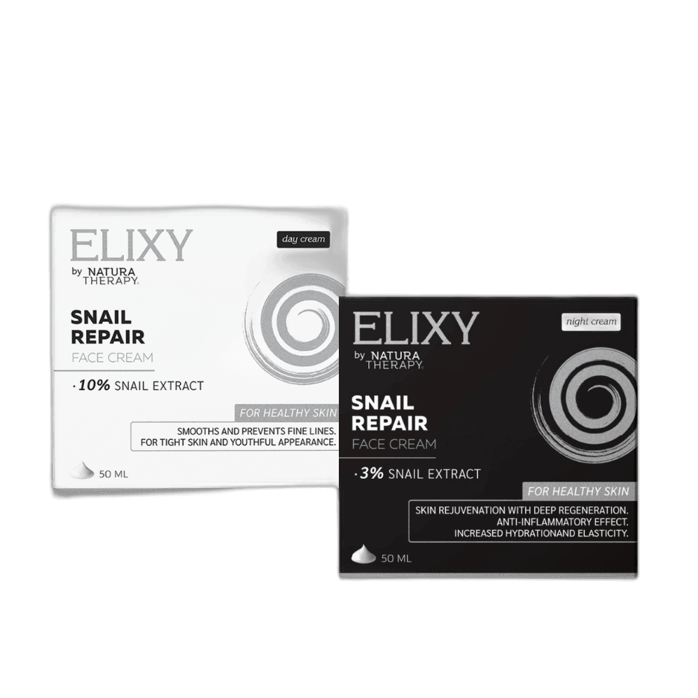 ELIXY Snail Repair face cream (нощен крем) + ELIXY Snail Repair face cream (дневен крем) – ELIXY | NaturaTherapy – натурални добавки от България