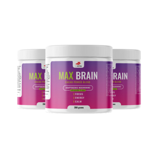 MAX BRAIN (2+1) - какаова напитка, предназначена да подобри концентрацията, вниманието, паметта и цялостната когнитивна функция
