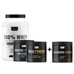 100% WHEY Protein, 1500g + BCAA + CREATINE MONOHYDRATE + безплатно L-GLUTAMINE